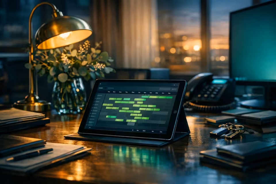 Hotel front desk with reservations console